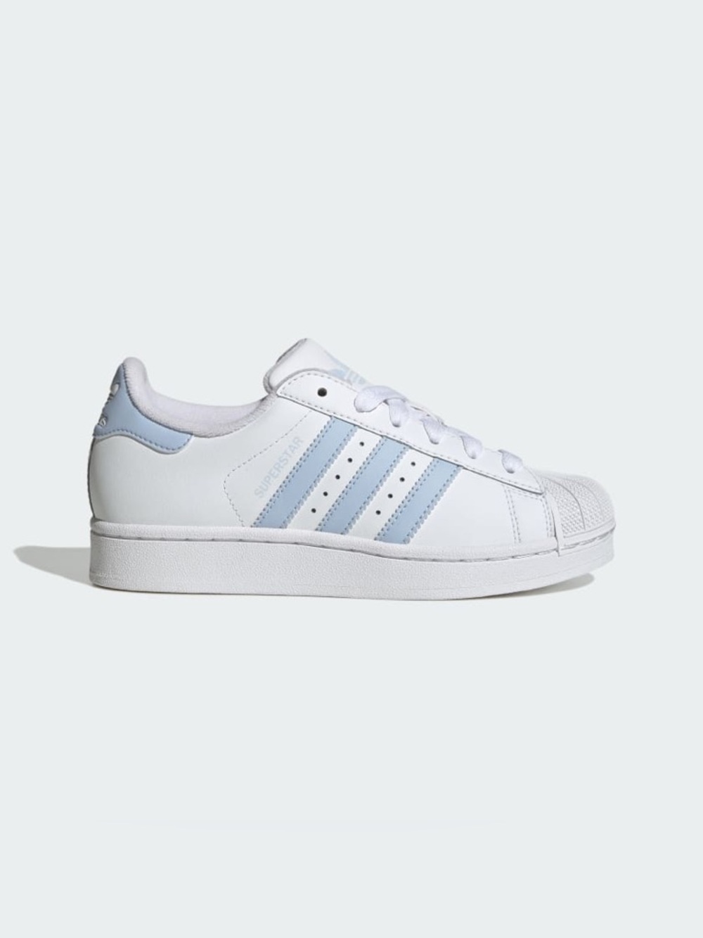 adidas Kids White Sneakers with Light Blue Stripes